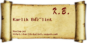 Karlik Bálint névjegykártya