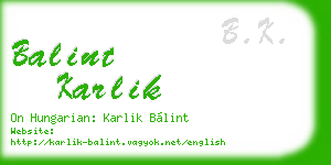 balint karlik business card
